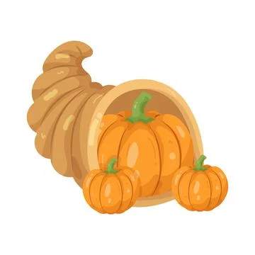 Illustration of pumpkins in a cornucopia Stock Illustration