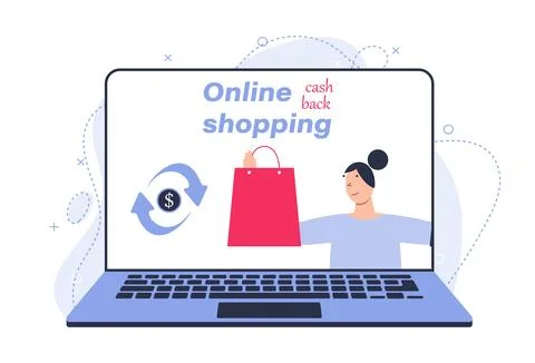 Illustration of a purchase with a partial refund. Concept of cash back Ilustração Stock