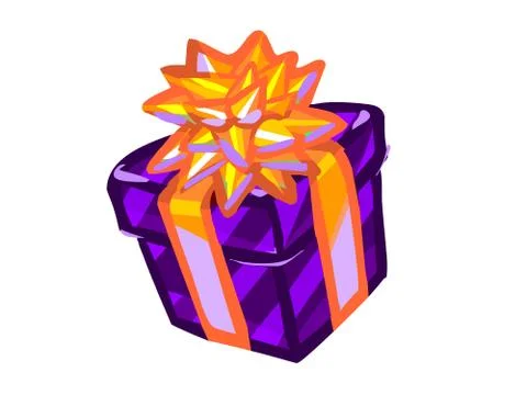 The illustration of a purple present box. 스톡 일러스트