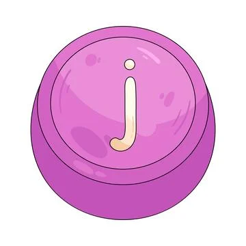 Illustration of purple rounded keycap marked with the letter J 스톡 일러스트
