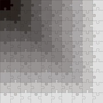 An illustration of a puzzle gradient, going from white to black, in 100 piece Stock Illustration