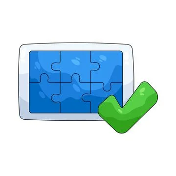 Illustration of puzzle piece with a checkmark 스톡 일러스트