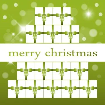An illustration of a pyramid made of gift boxes  with the message "merry chri Stock Illustration