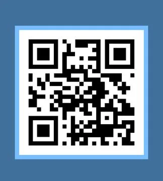 Illustration of QR code on blue background Illustrazione stock