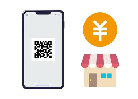 Illustration of QR code payment with a smartphone Stock Illustration