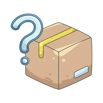 Illustration of question mark with a cardboard box Stock Illustration