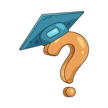 Illustration of question mark with a graduation cap Ilustração Stock