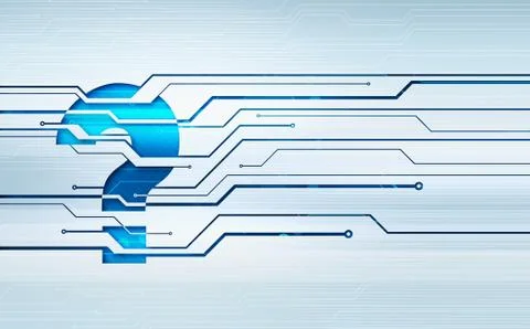 Illustration of question mark icon on circuit microchip background Stock Illustration