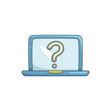Illustration of question mark on a laptop screen Stock Illustration