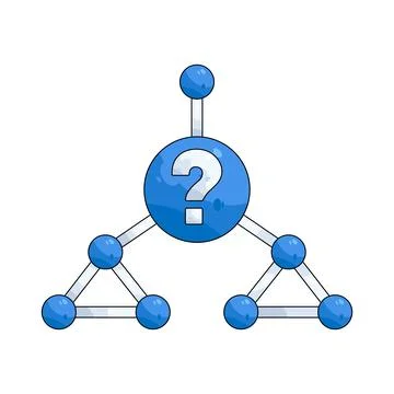 Illustration of question mark node in a network diagram Иллюстрация