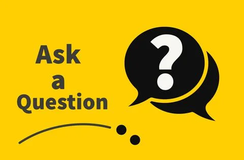 An illustration of question mark symbol with text ASK A QUESTION Stock Illustration