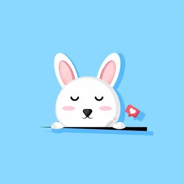 Illustration of rabbit appearing from below Stock Illustration