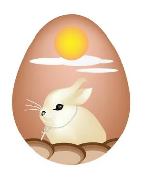 An Illustration of Rabbit Painted on Easter Eggs Stock Illustration