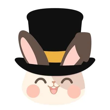 Illustration of Rabbit Wearing a Top Hat Stock Illustration