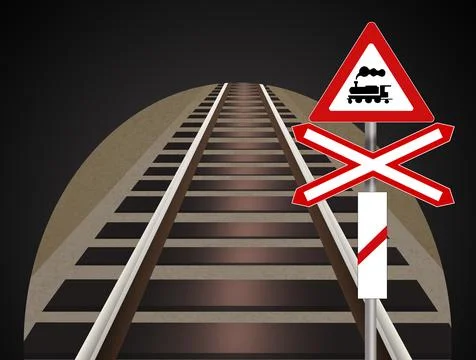 Illustration of rail crossing Stock Illustration