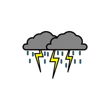 Illustration of rain accompanied by thunderstorms. rain icon with black cloud Stock Illustration