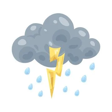 Illustration of rain and lightning Stock Illustration