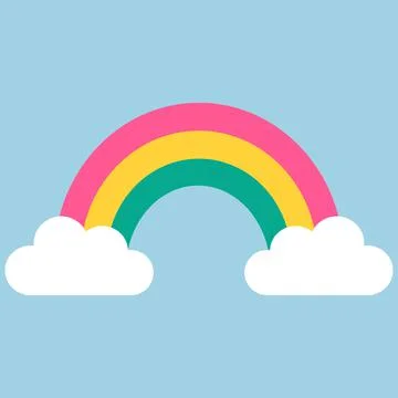 Illustration of a rainbow and two clouds. Pastel tones. Vector image Stock Illustration