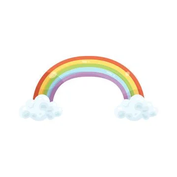 Illustration of rainbow with clouds Ilustración de archivo