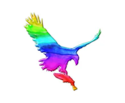 Illustration of a rainbow-colored eagle isolated on a white background Stock Illustration