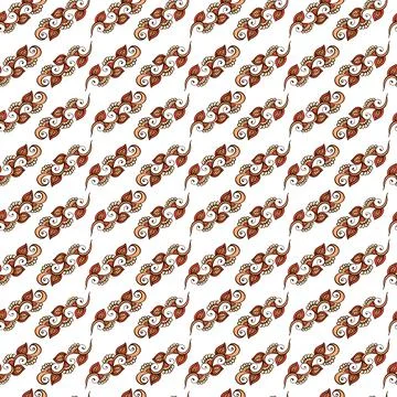 Illustration raster seamless paisley pattern with patterns on white isolated Stock Illustration