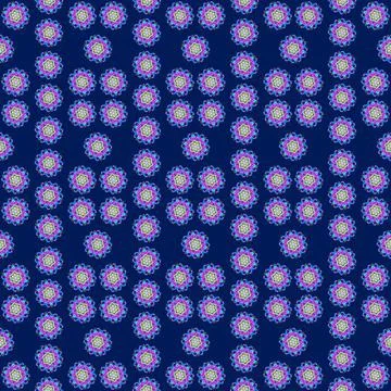 Illustration raster seamless pattern of mandalas in shiny glowing lilac color on Stock Illustration