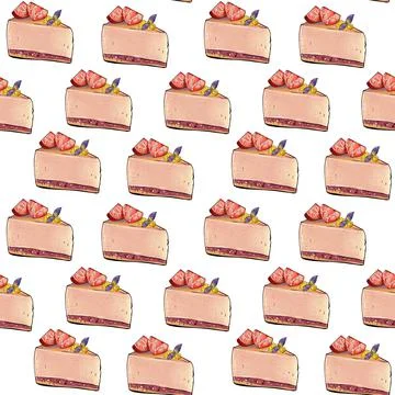 Illustration raster seamless pattern piece of cake souffle orange color Stock Illustration