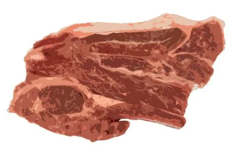 Illustration of raw Lamb steak with bones on white background Stock Illustration