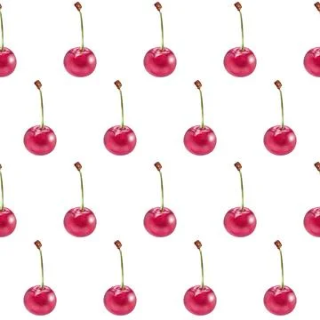 Illustration realism seamless pattern berry red cherry on a white isolated Stock Illustration