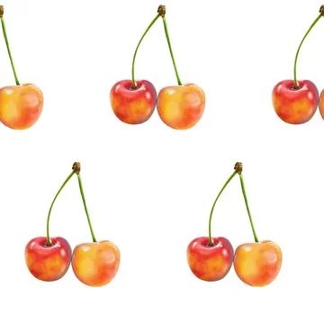 Illustration realism seamless pattern berry orange cherry on a white isolated Stock Illustration