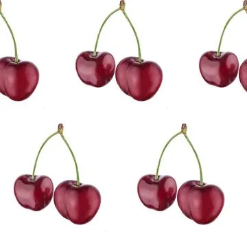 Illustration realism seamless pattern berry burgundy cherry on a white isolated Stock Illustration