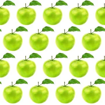 Illustration realism seamless pattern fruit apple green color on a white Stock Illustration
