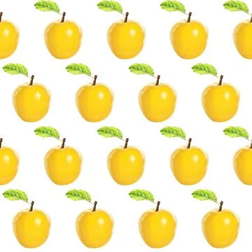 Illustration realism seamless pattern fruit apple yellow color on a white Stock Illustration