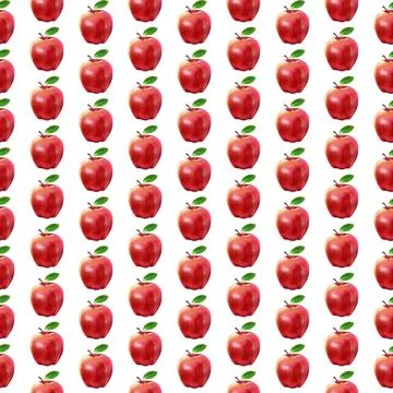 Illustration realism seamless pattern fruit apple red color on a white isolated Stock Illustration