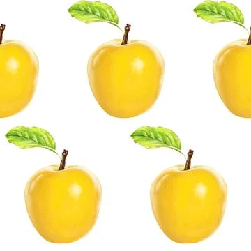 Illustration realism seamless pattern fruit apple yellow color on a white Stock Illustration