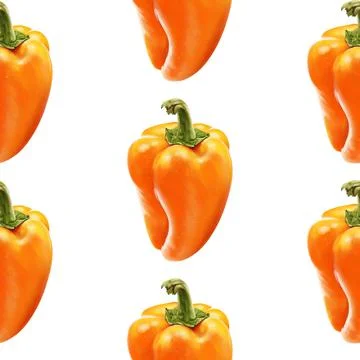 Illustration realism seamless pattern vegetable paprika orange color on a white Stock Illustration