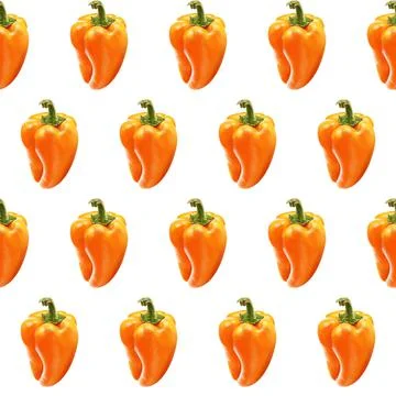 Illustration realism seamless pattern vegetable paprika orange color on a white Stock Illustration