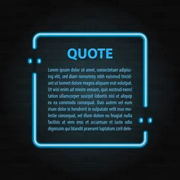 Illustration of Realistic Vector Neon Frame Icon. Vintage quote bubble Sign.  스톡 일러스트