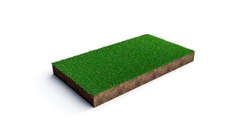 Illustration of the rectangle grass patch soil earth cut piece isolated on the Stock Illustration