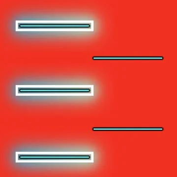 Illustration of rectangle shape neon lines on red background 스톡 일러스트