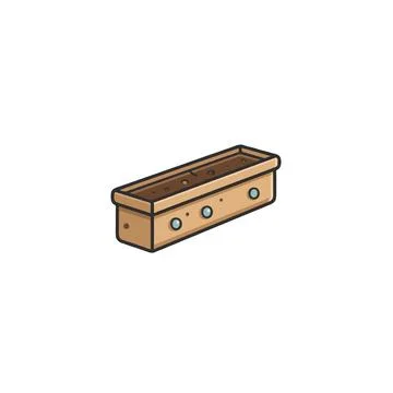 Illustration of a rectangular planter box filled with soil ready for planti.. イラスト素材