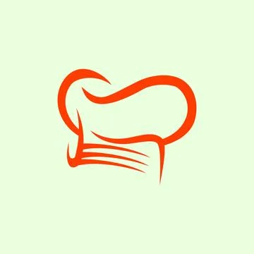 Illustration of a red chef hat with a simple line in a light green background Stock Illustration