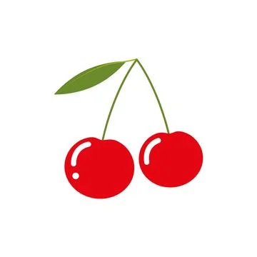 Illustration of Red Cherries with Leaf Illustrazione stock