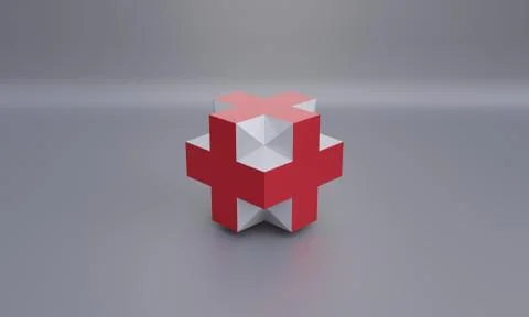 Illustration of red cross for medical or health, 3d render Stock Illustration