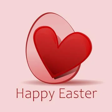 An illustration of a red heart happy easter egg Stock Illustration