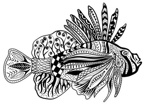 Illustration of red lionfish isolate on white background Stock Illustration