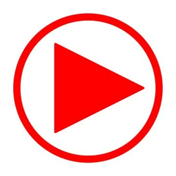 Illustration of red play button in red circle and isolated white background Stock Illustration