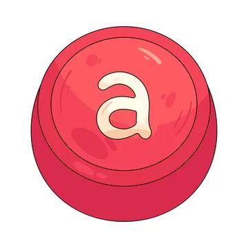 Illustration of red rounded keycap displaying the letter A Stock Illustration
