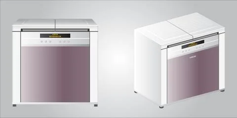 Illustration of refrigerator, with gray background vector-eps Stock Illustration