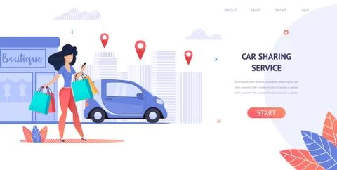 Illustration Rent a Car Using Mobile Application Illustrazione stock